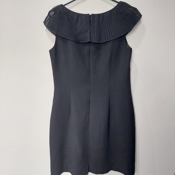 Talbots Black Sleeveless Ruffled Neckline Knee Length Size 8 - Picture 3 of 7